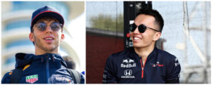 Photomontage montrant Pierre Gasly ( à gauche) et Alexander Albon (à droite), pilotes de Red Bull