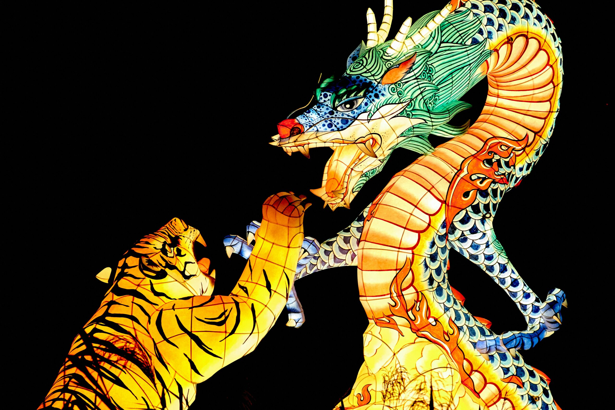 Signe astrologique dragon et tigre.